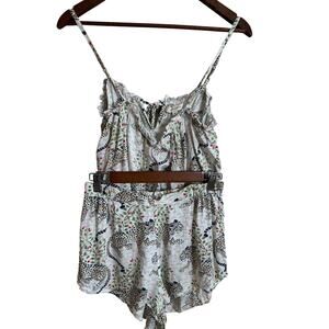 Printfresh Eco Satin Sleep Set in Bagheera Spaghetti Top and Shorts Small